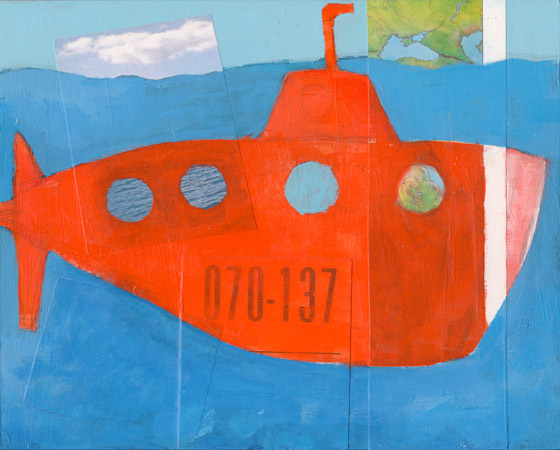 orange submarine, painting by laurie breen